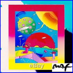 PETER MAX ORIGINAL Signed mixed media A PAINTING YEAR OF 2250 30x26 Framed coa