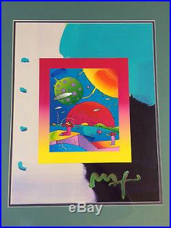 PETER MAX ORIGINAL Signed mixed media A PAINTING YEAR OF 2250 30x26 Framed coa