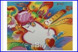 PETER MAX Original Acrylic Oil PAINTING ON PAPER FLOWER BLOSSOM LADY I 28x36