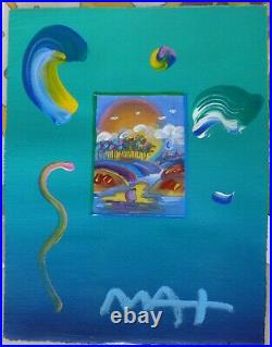 PETER MAX Without borders III unique variation orig mixed media HAND SIGNED COA