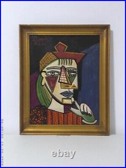 Pablo Picasso, Original Painting, Mixed Media On Cardboard. Certificate