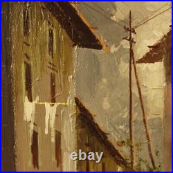 Painting landscape Italian framework mixed media impressionist style antique