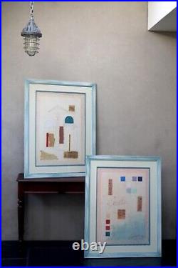 Paintings Abstract Architectural Collage Art A Pair by Annabella Hurst