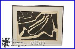Paper Collage Mixed Media Abstract Mid Century Modern Art B & W Amorphous Shape