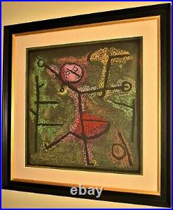 Paul Klee Dancing Girl Original Vintage Figure Abstract Mixed Media Oil Painting