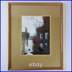 Paul Mitchell Signed Mixed Media Painting Urban Buildings Study