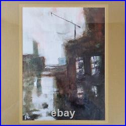Paul Mitchell Signed Mixed Media Painting Urban Buildings Study