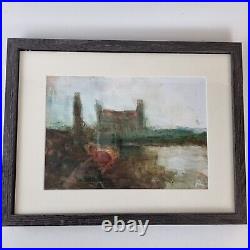 Paul Mitchell Signed Mixed Media Painting View Battersea Power Station