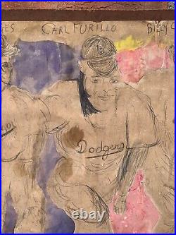 Pennsylvania Naive Folk Artist Justin McCarthy Art. 1953 Brooklyn Dodgers Signed