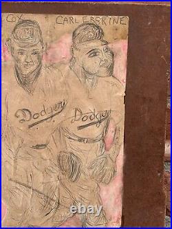 Pennsylvania Naive Folk Artist Justin McCarthy Art. 1953 Brooklyn Dodgers Signed