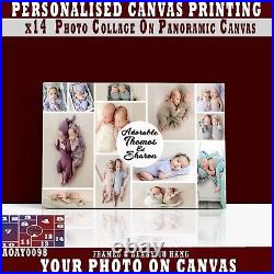 Personalised Photo On Canvas Print, COLLAGE x13 Customized Framed Picture CANVAS