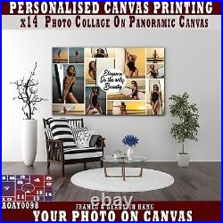 Personalised Photo On Canvas Print, COLLAGE x13 Customized Framed Picture CANVAS