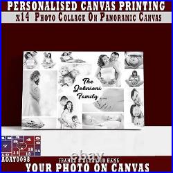 Personalised Photo On Canvas Print, COLLAGE x13 Customized Framed Picture CANVAS