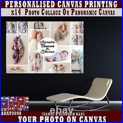 Personalised Photo On Canvas Print, COLLAGE x13 Customized Framed Picture CANVAS