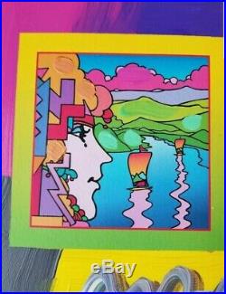 Peter Max Art Acrylic Painting Mixed Media on Paper Original Unique Hand Signed