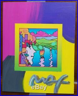 Peter Max Art Acrylic Painting Mixed Media on Paper Original Unique Hand Signed
