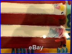 Peter Max Flag with Heart Original signed Mixed Media Framed with COA