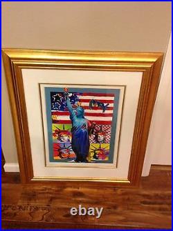 Peter Max Full Liberty with four heads mixed media and acrylic