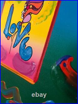 Peter Max, LOVE Mixed Media Signed Painting