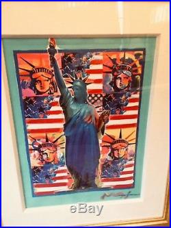 Peter Max Mixed Media Acrylic Painting HAND Painted Statue of Liberty