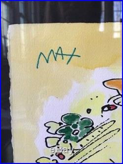 Peter Max Mixed Media on Paper Blushing Beauty Original Signed COA