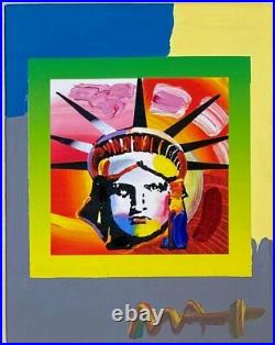 Peter Max Mixed Media with Acrylic Painting, Liberty Head II on Blends