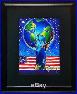 Peter Max Peace On Earth Unique Mixed Media 24x18 Framed Make An Offer