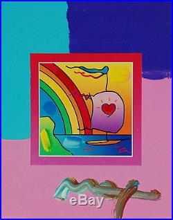 Peter Max, Sailboat with Heart on Blends 2007 #795 (Framed Original Painting)