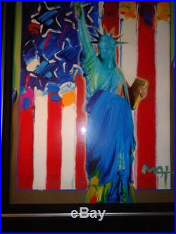 Peter Max Signed Full Statue of Liberty Signed Mixed Media with Acrylic Painting