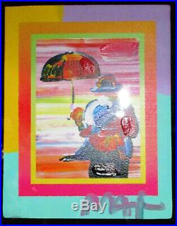 Peter Max Umbrella Man in Blends Iconic Suite 2005 Mixed Media Signed with COA