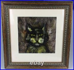 Peter McCarthy, Suffolk Artist. Mixed media, watercolour and pastel Cat SALE