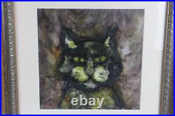 Peter McCarthy, Suffolk Artist. Mixed media, watercolour and pastel Cat SALE