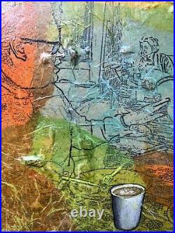 Pop art mixed media Signed A fine abstract figurative work