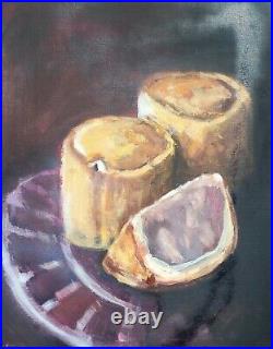 Pork Pies. Original Mixed Media Painting on Canvas Board