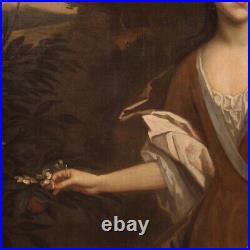 Portrait of young girl lady antique English painting oil on canvas artwork 700