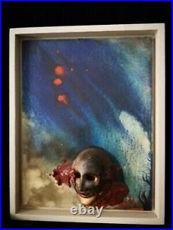 Quirky, Futuristic Shi-fi Style Mixed Media Painting On Board, Signed And Framed