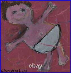 Quirky Julian Christophers Original Mixed Media Painting Of A Baby Cornish Art