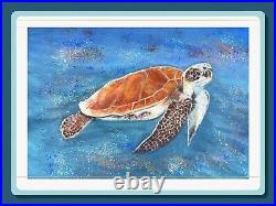 Quirky Turtle Underwater (revised) Original Painting