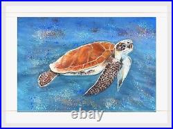 Quirky Turtle Underwater (revised) Original Painting