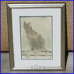 ROY BAILEY Listed Nantucket Artist Cat on a Ledge Original Mixed Media