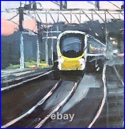 Rail Scenes S2 Original Mixed Media Painting on Canvas