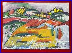 Raoul Dufy (Handmade) Drawing Painting mixed media on old paper signed