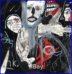 Rare Basquiat Large New York City Street Outsider Art Painting SAMO SOHO FIGURE
