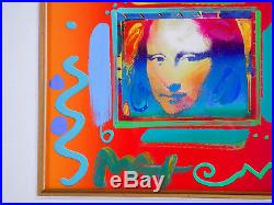 Rare Unique Pop Art MONA LISA by PETER MAX Mixed Media SIGNED & FRAMED
