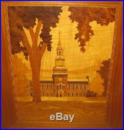 Rare Vintage'BAKER LIBRARY DARTMOUTH College MARQUETRY Wood Inlay Panel PICTURE