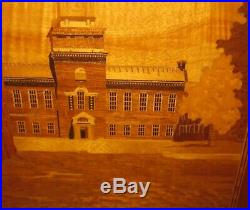 Rare Vintage'BAKER LIBRARY DARTMOUTH College MARQUETRY Wood Inlay Panel PICTURE