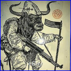 Ravi Zupa American Ox Mixed Media on Wood Signed withCOA