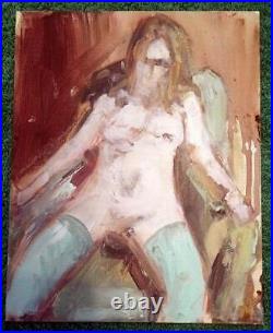 Redhead Nude C Original Impressionist Mixed Med Oil Painting Paul Mitchell 10X8