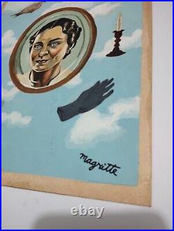 René Magritte Drawing on paper (Handmade) signed and stamped mixed media