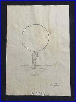 René Magritte (Handmade) Drawing mixed media on old paper signed & stamped